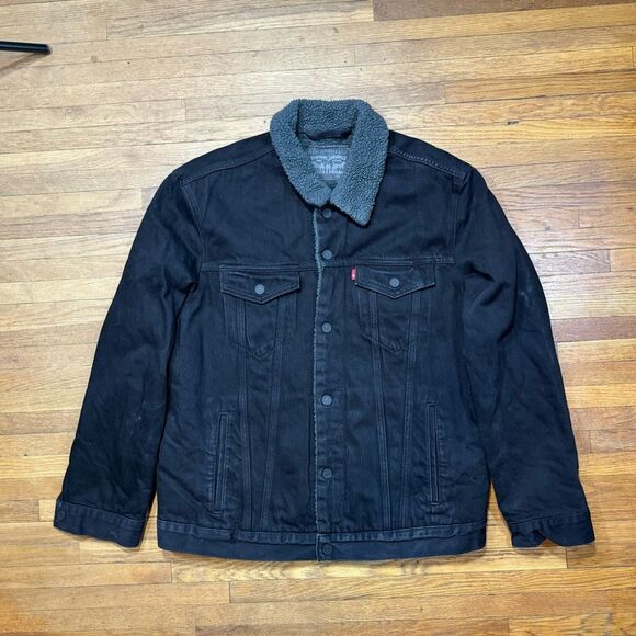Levi's Men’s Sherpa Trucker Jacket, Black - Picture 1 of 5